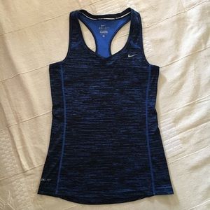 Nike Dri-Fit stretch tank top blue black XS